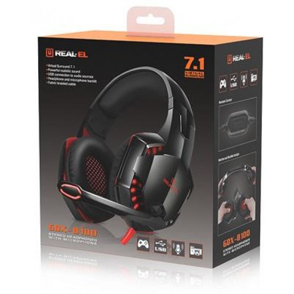 Фото - Гарнітура дротова ігрова REAL-EL GDX-8100 Black