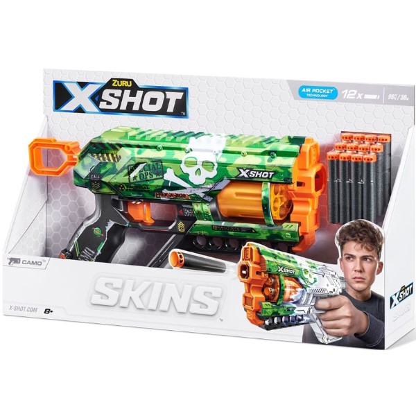 Фото - Бластер багатозарядний ZURU X-SHOT Skins Griefer Camo (12 патронів) (36561H)