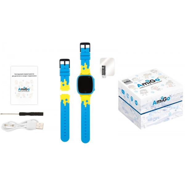 Фото - Уцінка - Дитячий годинник AmiGo GLORY GO008 GPS WiFi Blue-Yellow