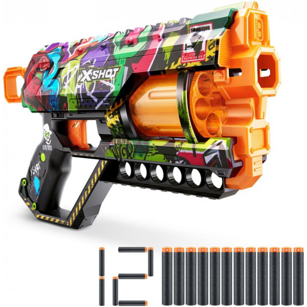 Фото - Бластер многозарядный ZURU X-SHOT Skins Griefer Graffiti (12 патронов) (36561G)