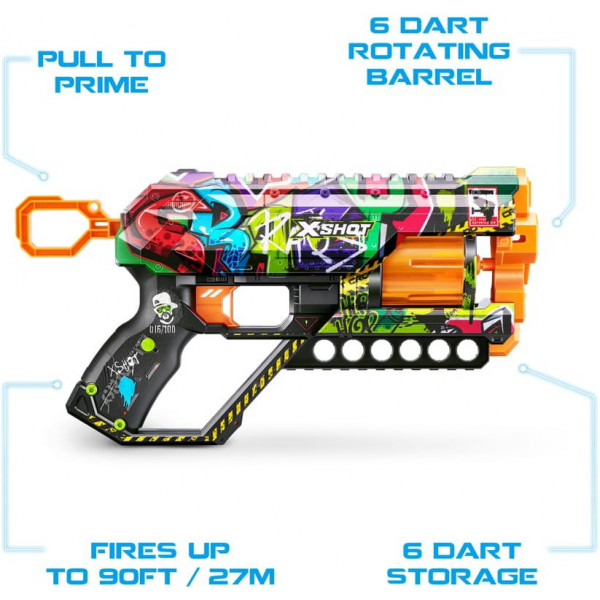 Фото - Бластер многозарядный ZURU X-SHOT Skins Griefer Graffiti (12 патронов) (36561G)