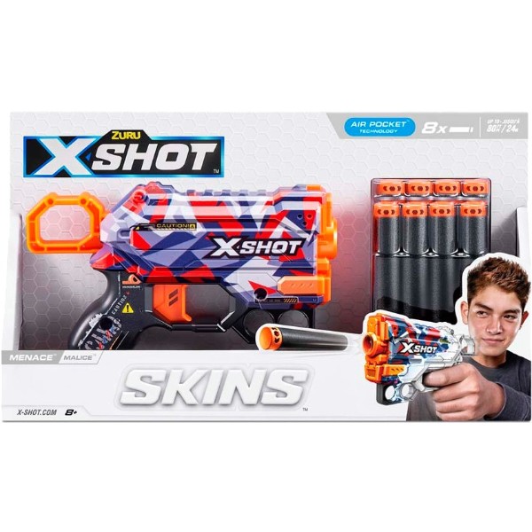 Фото - Бластер однозарядний ZURU X-Shot Skins Menace Malice, 8 патронів (36515M)