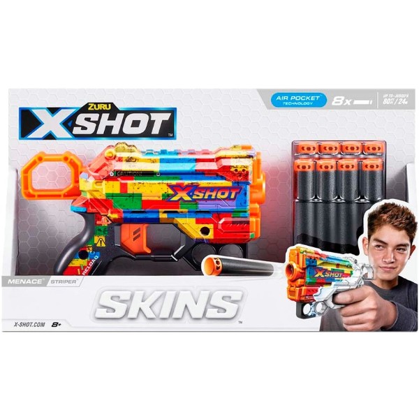 Фото - Бластер однозарядний ZURU X-Shot Skins Menace Striper, 8 патронів (36515N) Фото - Бластер однозарядний ZURU X-Shot Skins Menace Striper, 8 патронів (36515N)