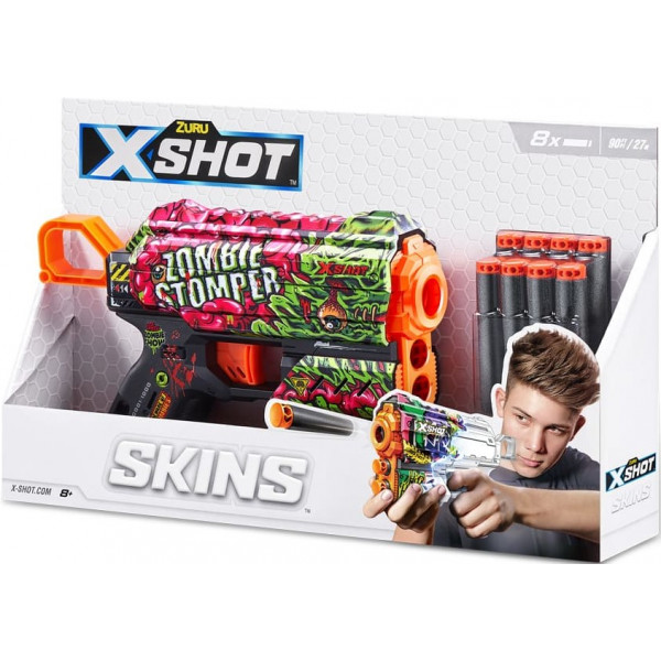 Фото - Бластер багатозарядний ZURU X-Shot Skins Flux Zombie Stomper, 8 патронів (36516A)
