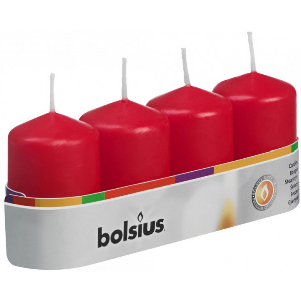 Фото - Свічка декоративна Bolsius Червона 60/40, 4шт (566741) Фото - Свічка декоративна Bolsius Червона 60/40, 4шт (566741)