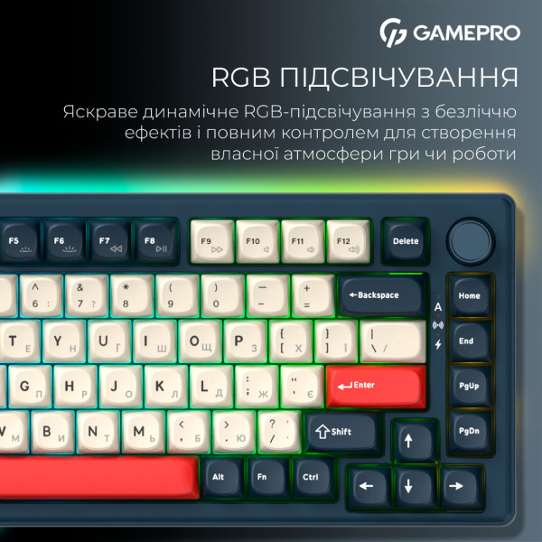 Фото - Клавіатура бездротова ігрова GamePro Asgard Yord Keychron Super Blue (MK266BL)