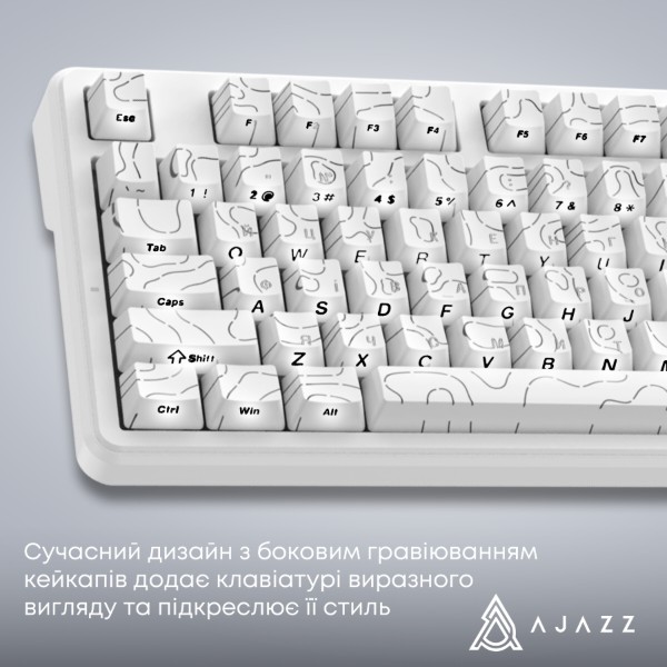 Фото - Клавіатура бездротова ігрова Ajazz AK870 V2 Side Contour White (AK870-V2-S-W)