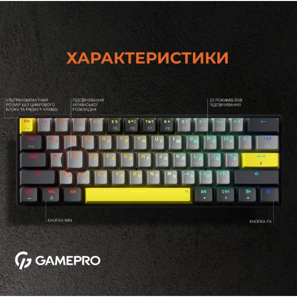 Фото - Клавіатура бездротова ігрова GamePro MK130G Pro