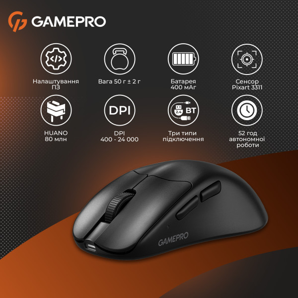 Фото - Миша бездротова ігрова GamePro Genesis Avenger Wireless Black (GM096B) 