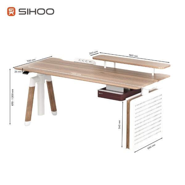 Фото - Стол с электрорегулировкой высоты Sihoo D07 1.6m Maple/White (D07B-102/D07J-102-AB)