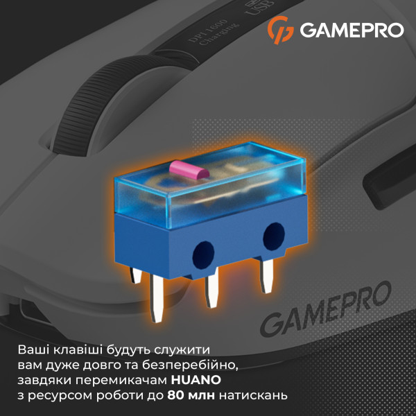 Фото - Миша бездротова ігрова GamePro Genesis Airmaster Wireless/Bluetooth/USB PixArt PAW3311 Sensor White (GM167W)
