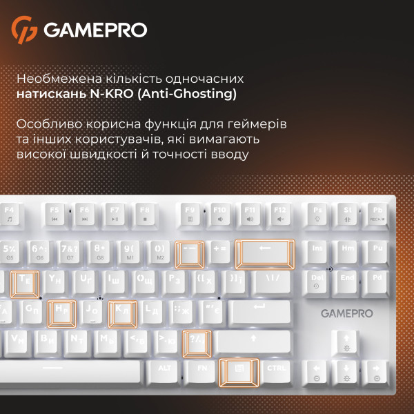 Фото - Клавіатура дротова GamePro Genesis Joker Outemu Red Swithes USB White (MK124W)