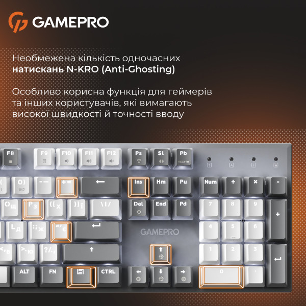Фото - Клавіатура дротова ігрова GamePro Genesis Metallic Outemu Red Swithes USB Gray (MK144G)