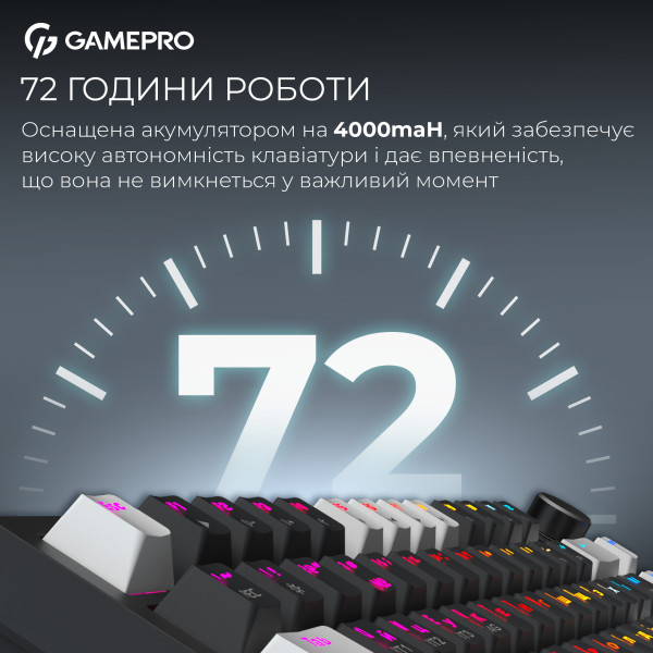 Фото - Клавиатура беспроводная игровая GamePro Asgard Valhalla Pro 75% Wireless/Bluetooth/USB Black (MK160B-D-Pro)