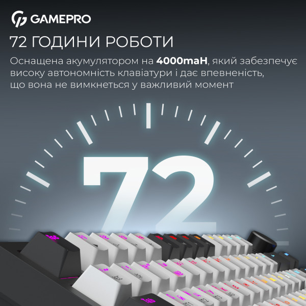 Фото - Клавіатура бездротова ігрова GamePro Asgard Valhalla Pro 75% Wireless/Bluetooth/USB White (MK160W-D-Pro)