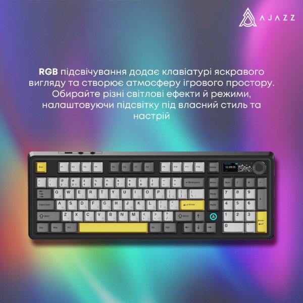Фото - Клавиатура беспроводная игровая Ajazz AK980 V2 Gift Switch V2 Black Gray Yellow (AK980-V2-G-BGY)