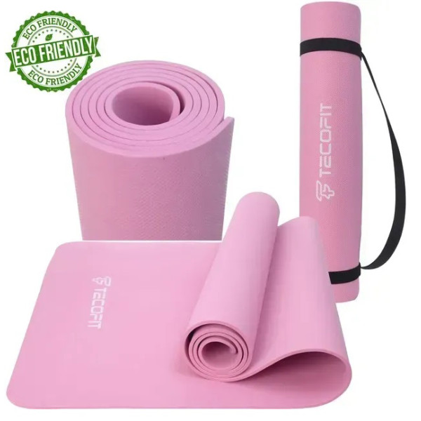 Фото - Килимок для йоги та фітнесу TECOFIT EVA 173x61x0.6 см Рожевий +чохол-сумка у подарунок (TOP240214836/2)