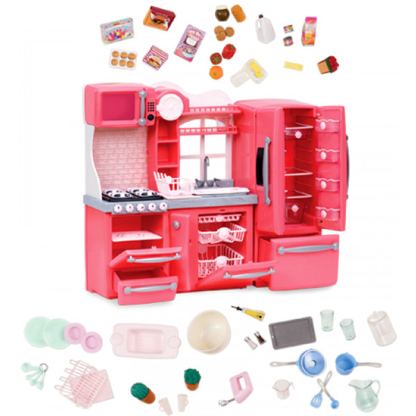 Фото - Мебель и домики для куклы Our Generation Кухня для гурманов, 94 аксессуара розовая (BD37365Z)