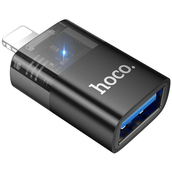 Фото - Перехідник HOCO UA36 iP male to USB female OTG Black (6942007647151)