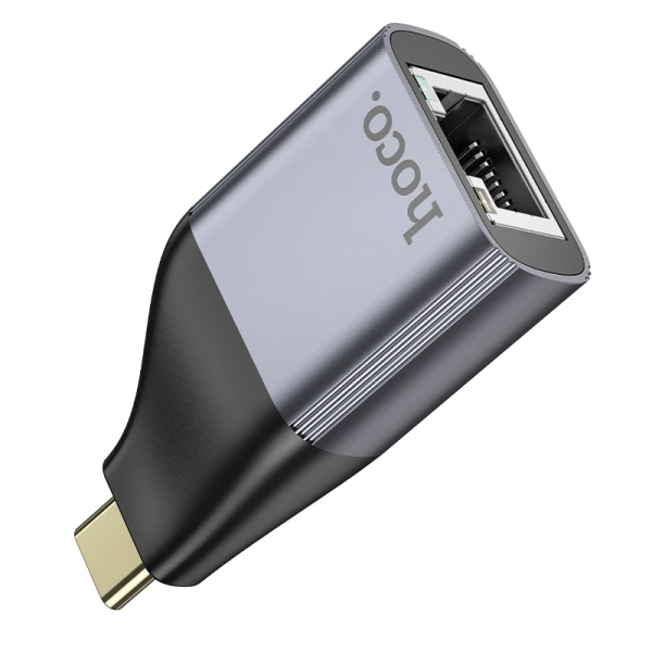 Фото - Перехідник HOCO UA35 Type-C to RJ45 Metal Gray (6942007645607)