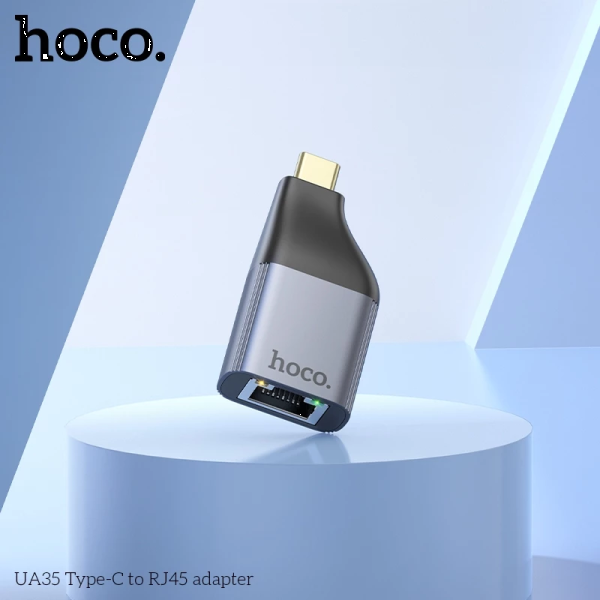 Фото - Перехідник HOCO UA35 Type-C to RJ45 Metal Gray (6942007645607)