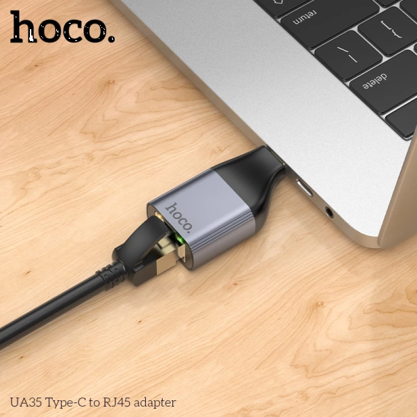 Фото - Перехідник HOCO UA35 Type-C to RJ45 Metal Gray (6942007645607)