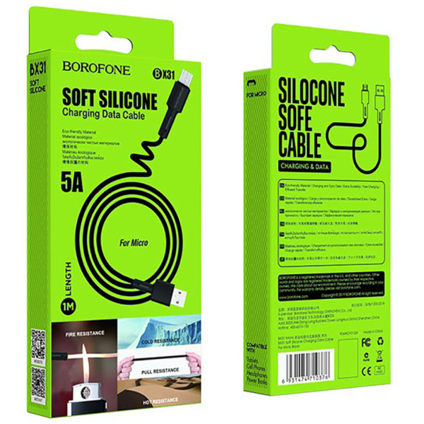 Фото - Кабель BOROFONE BX31 USB to Micro 2.4A, 1m Black (6931474710376)