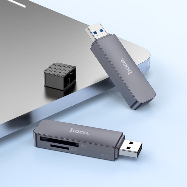 Фото - Кардридер HOCO HB45 Spirit 2-in-1 USB 3.0 card reader Metal Gray (6942007620505)
