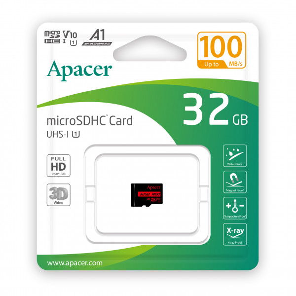 Фото - Карта пам'яті Apacer MicroSDHC 32GB UHS-I Class 10 (AP32GMCSH10UB-RA)