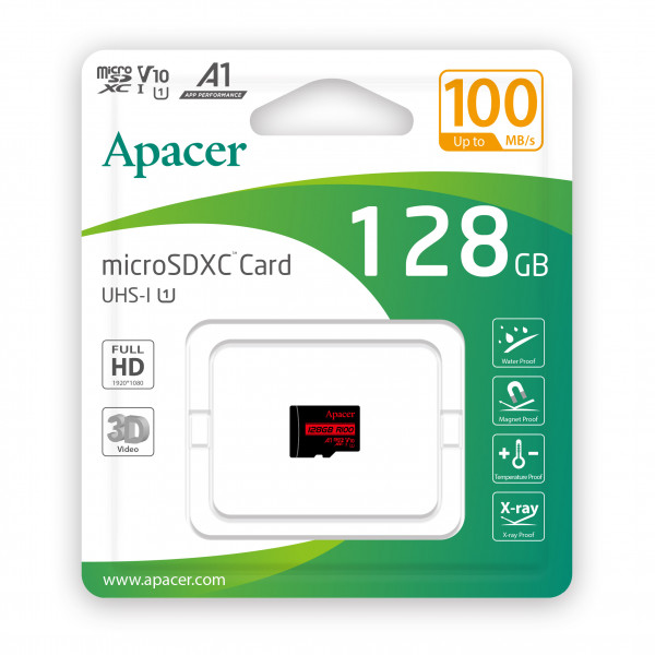 Фото - Карта пам'яті Apacer MicroSDHC 128GB UHS-I Class 10 (AP128GMCSX10UB-RA)