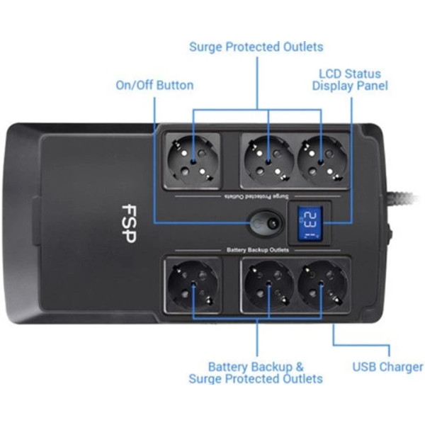 Фото - Источник бесперебойного питания FSP NanoFit 800VA (PPF4801704)