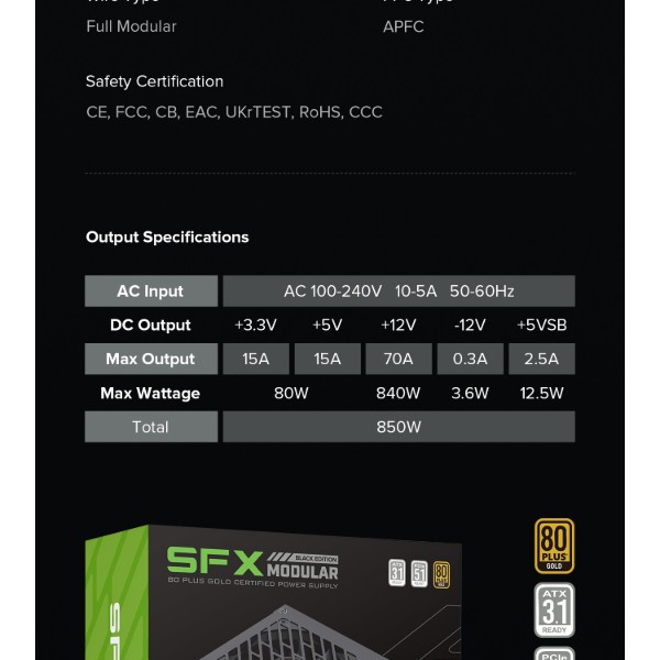 Фото - Блок питания для ПК Gamemax GS-850G Black