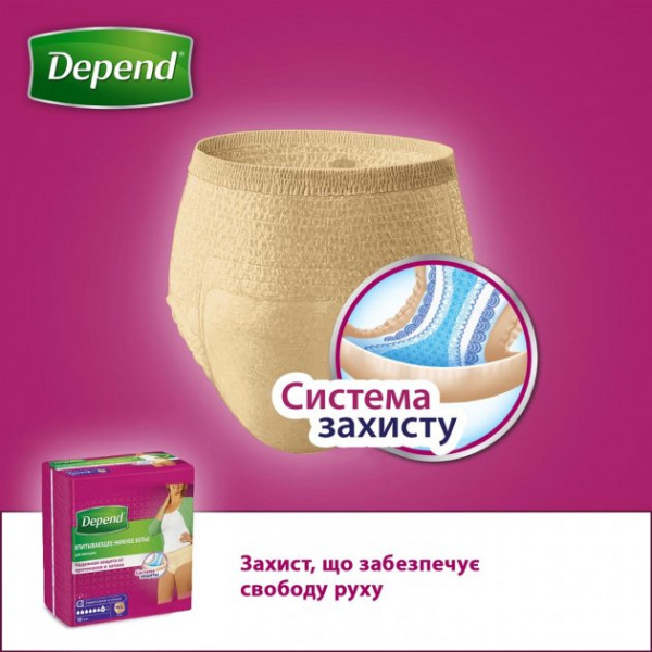 Фото - Одноразові підгузки-трусики Depend для женщин M/L (5029053560724)