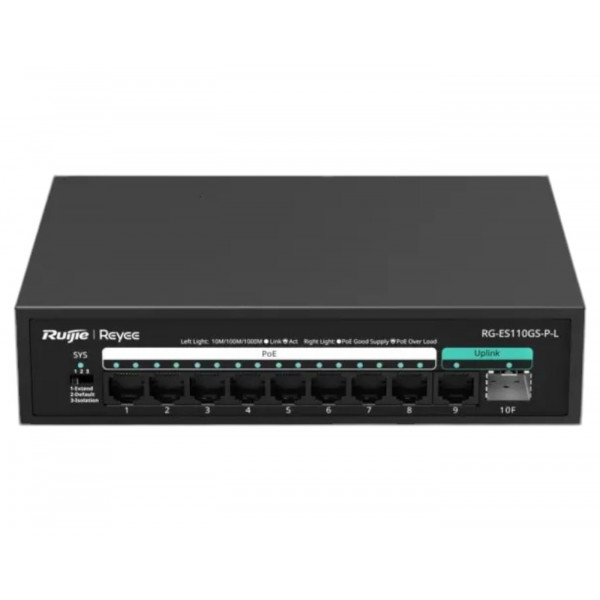 Фото - Коммутатор локальной сети (Switch) Ruijie Reyee RG-ES110GS-P-L Фото - Коммутатор локальной сети (Switch) Ruijie Reyee RG-ES110GS-P-L