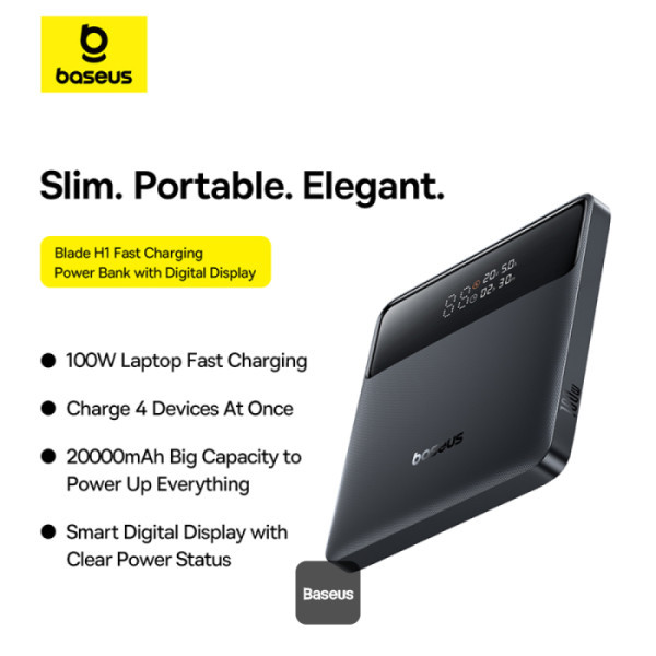 Фото - Батарея мобільна Baseus Blade H1 Lite 20000 mAh 100W QC PD Black (P10021604123-00)