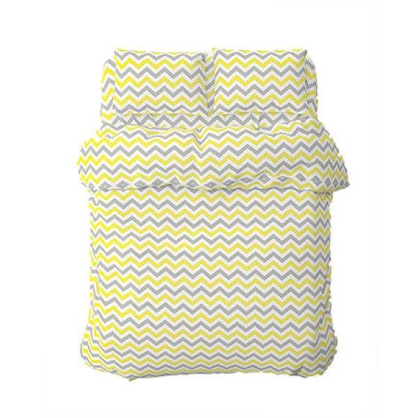 Фото - Комплект постільної білизни Home Line ЗІГ ЗАГ сіро-жовтий (173838)