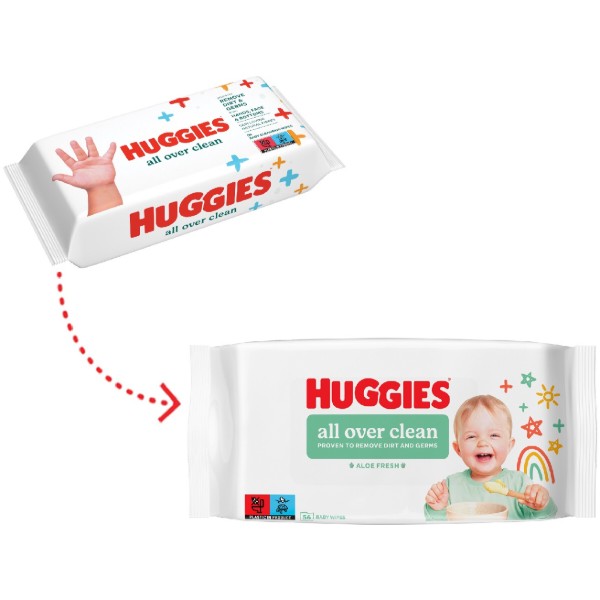 Фото - Салфетки влажные для детей Huggies All Over Clean, 56 шт.