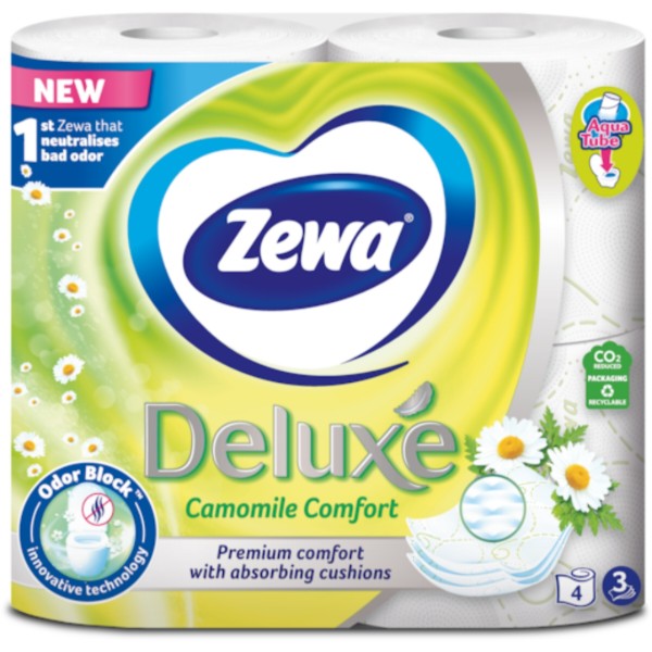 Фото - Туалетний папір Zewa Deluxe 3-слойная Ромашка Белая 4 шт. (7322540060133)