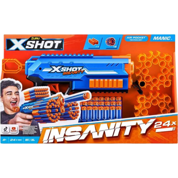 Фото - Бластер багатозарядний ZURU X-Shot Insanity-Manic (24патронів) (36603R)