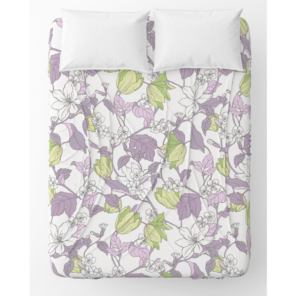 Фото - Простынь полуторная Home Line бязь 145Х215 весенний вечер сиренево-зеленый (174445)