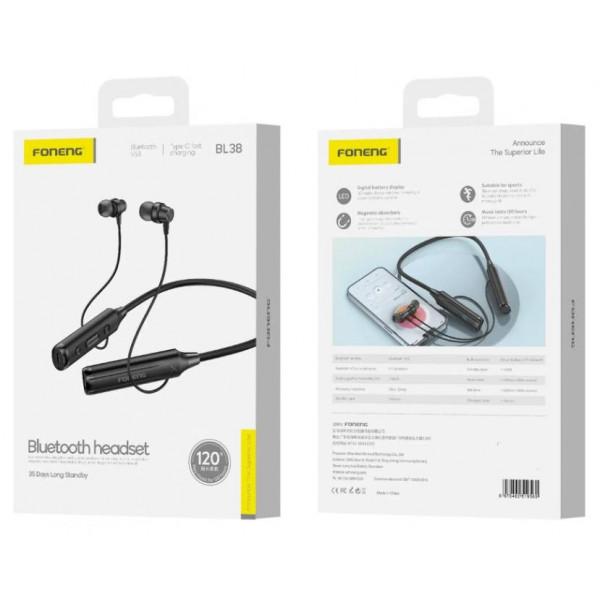Фото - Навушники вкладиші бездротові Foneng Neckband Sport (BL38)