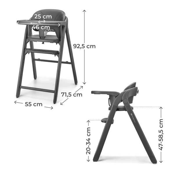 Фото - Стільчик для годування класичний Kinderkraft Tino Grey (KHTINO00GRY0000)