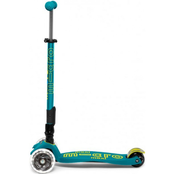 Фото - Триколісний самокат Micro "Maxi Deluxe Foldable LED" – ЗЕЛЕНИЙ (до 50 кг, триколісний, світло) (MMD097)