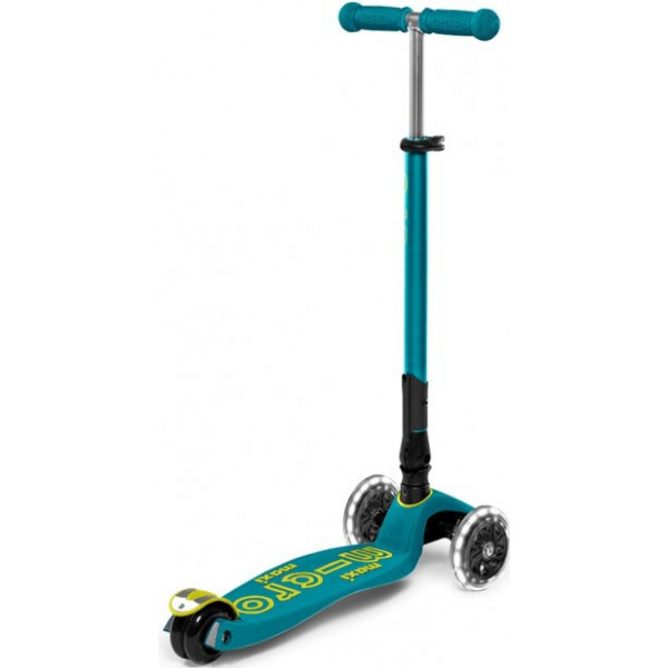 Фото - Триколісний самокат Micro "Maxi Deluxe Foldable LED" – ЗЕЛЕНИЙ (до 50 кг, триколісний, світло) (MMD097)