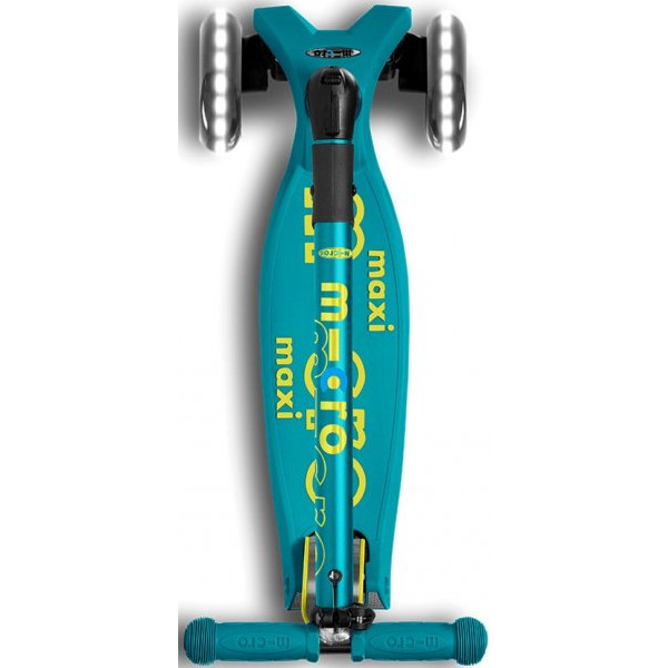 Фото - Триколісний самокат Micro "Maxi Deluxe Foldable LED" – ЗЕЛЕНИЙ (до 50 кг, триколісний, світло) (MMD097)