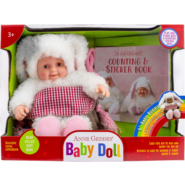 Фото - М'який пупс Anne Geddes Маленьке Зайченя з сумкою та стікерами 23 см (21072)