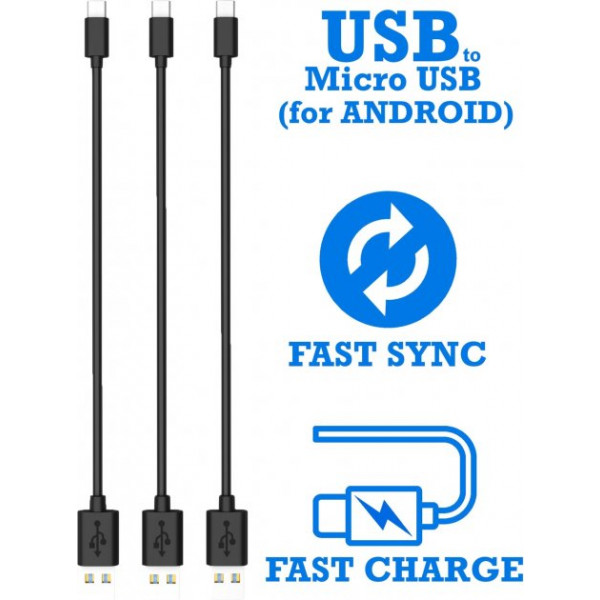 Фото - Кабель синхронізації даних Timstool USB to microUSB 0.21 м 3 шт. Black (DC21-MU-BL)
