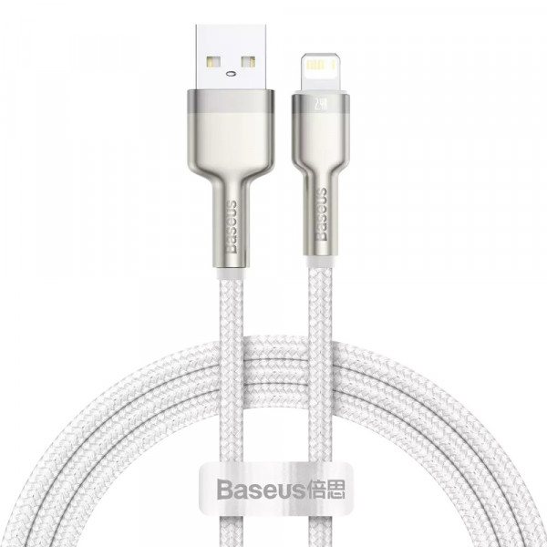 Фото - Кабель синхронізації даних Baseus Cafule Metal USB-Lightning 2.4A 1м White (6953156202252)