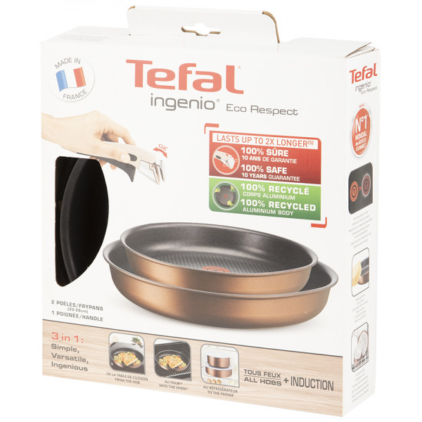 Фото - Набор сковород со съемной ручкой Tefal L6759103 Ingenio Eco Respect 3 пр.