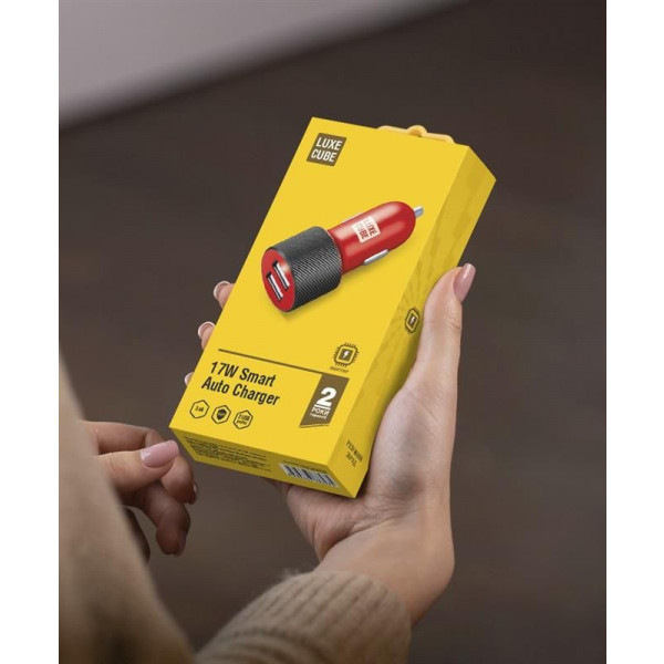 Фото - Автомобільний зарядний пристрій Luxe Cube 2USB 17W Red (8886668686235)